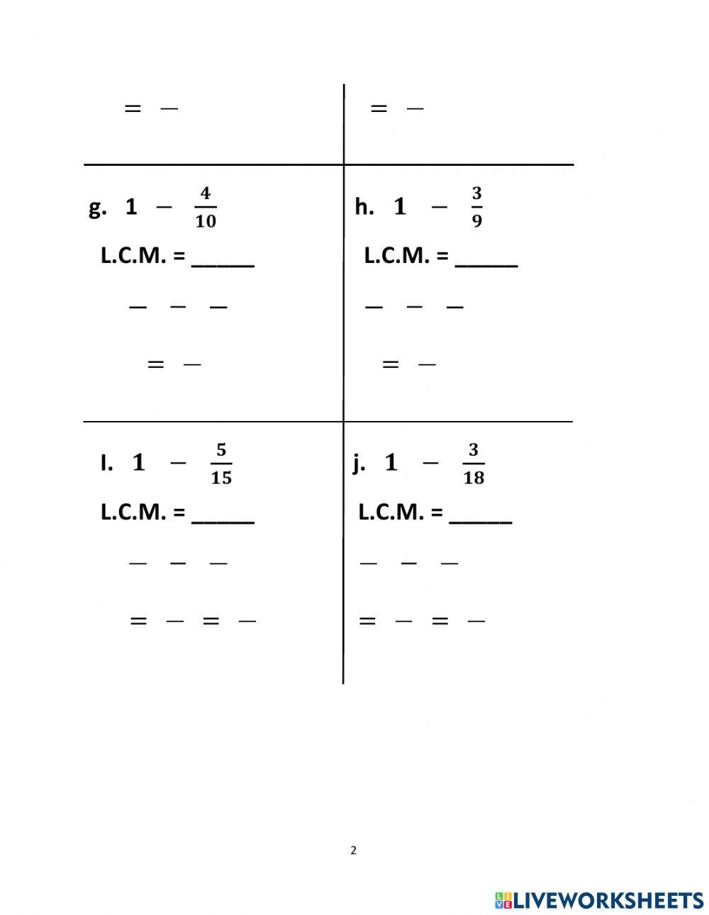 Addition and Subtraction of Fractions