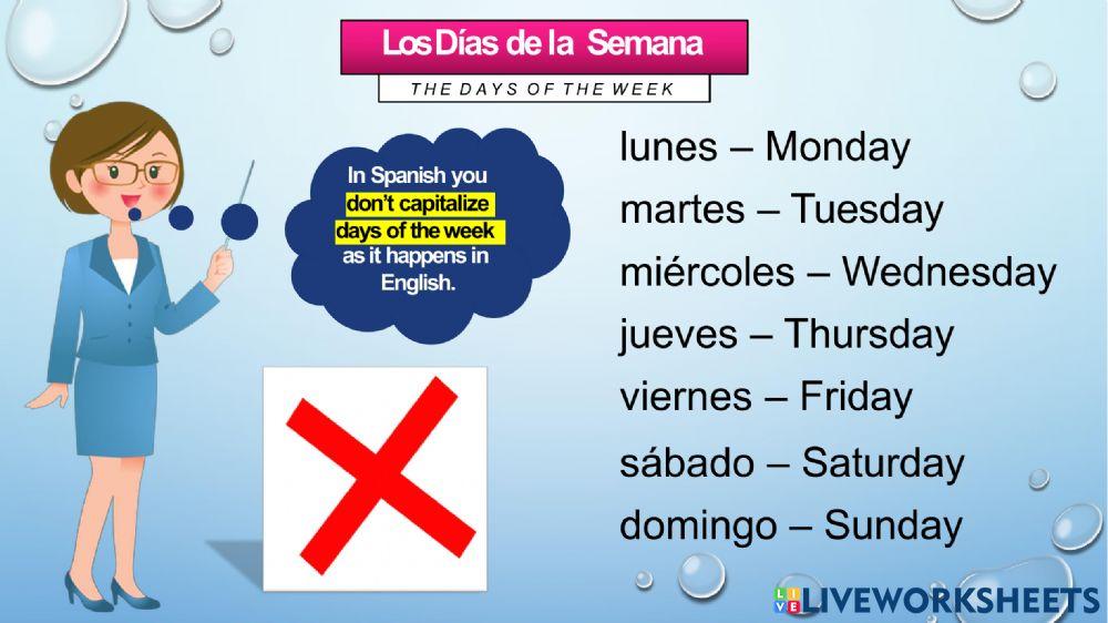 Days of the week in Spanish