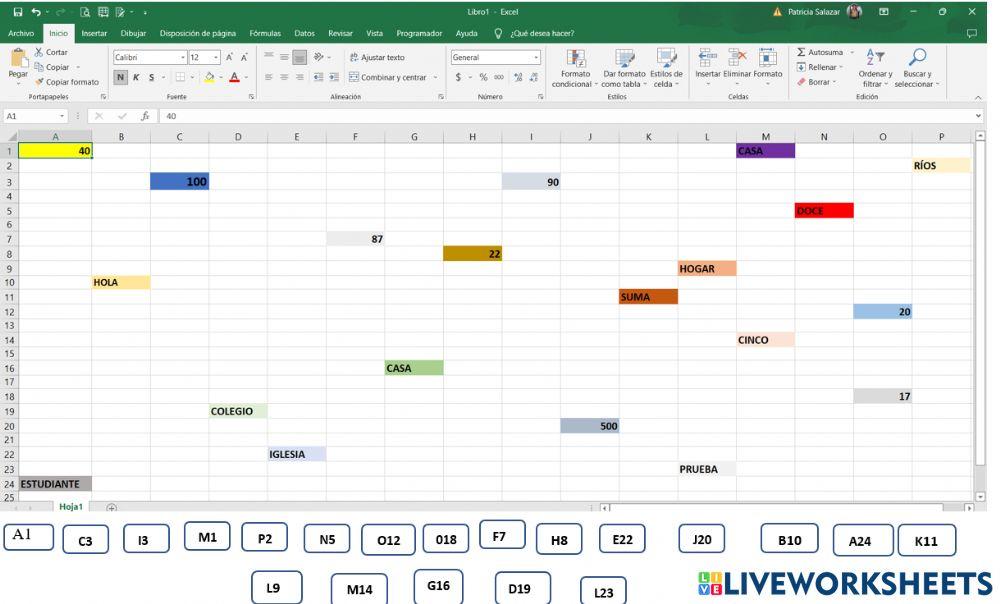 Excel nombres de celdas