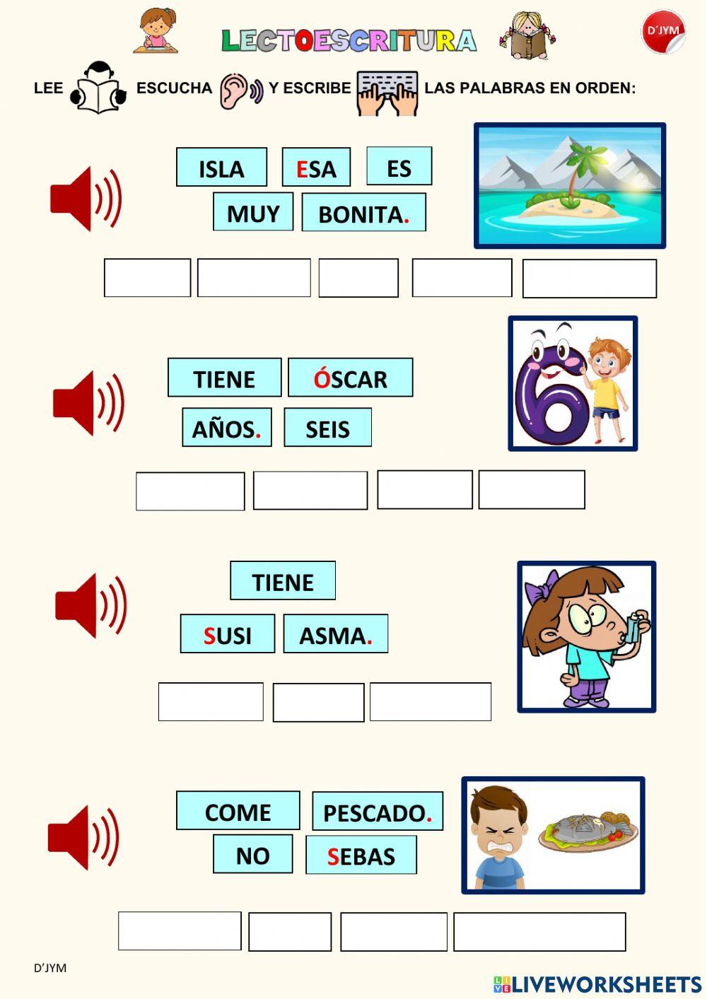 Oraciones con la sílaba directa e inversa con la letra S