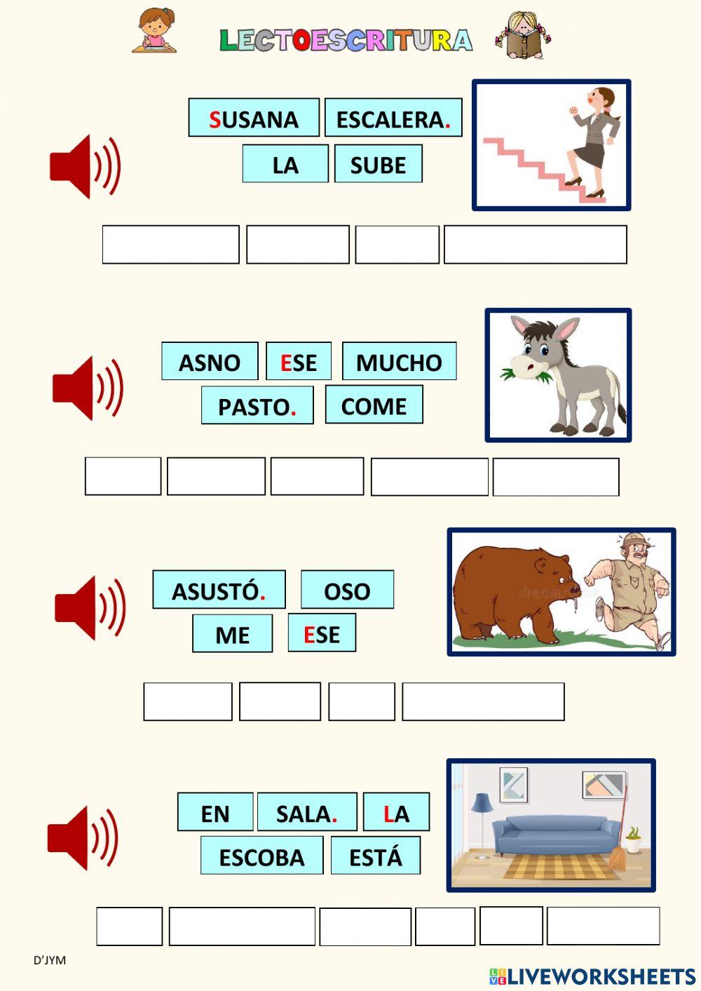 Oraciones con la sílaba directa e inversa con la letra S