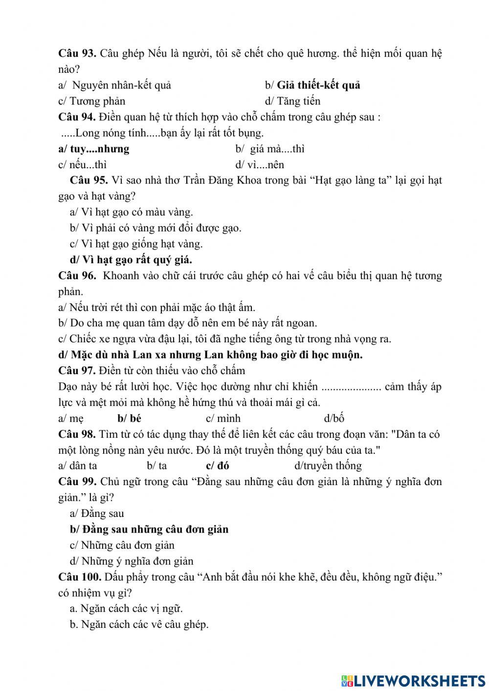 Ôn Tiếng Việt lớp 5 (Đề 4)