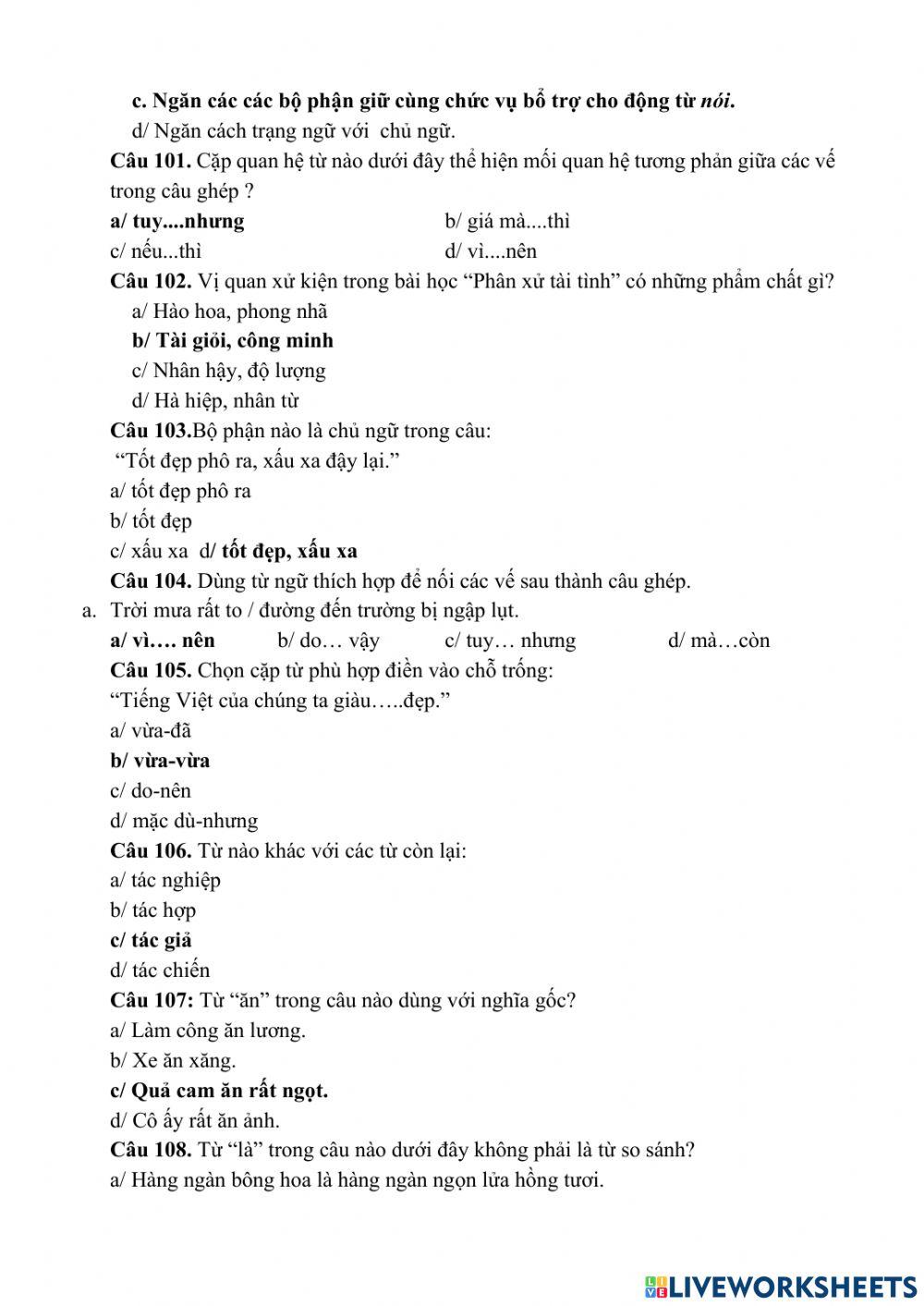 Ôn Tiếng Việt lớp 5 (Đề 4)