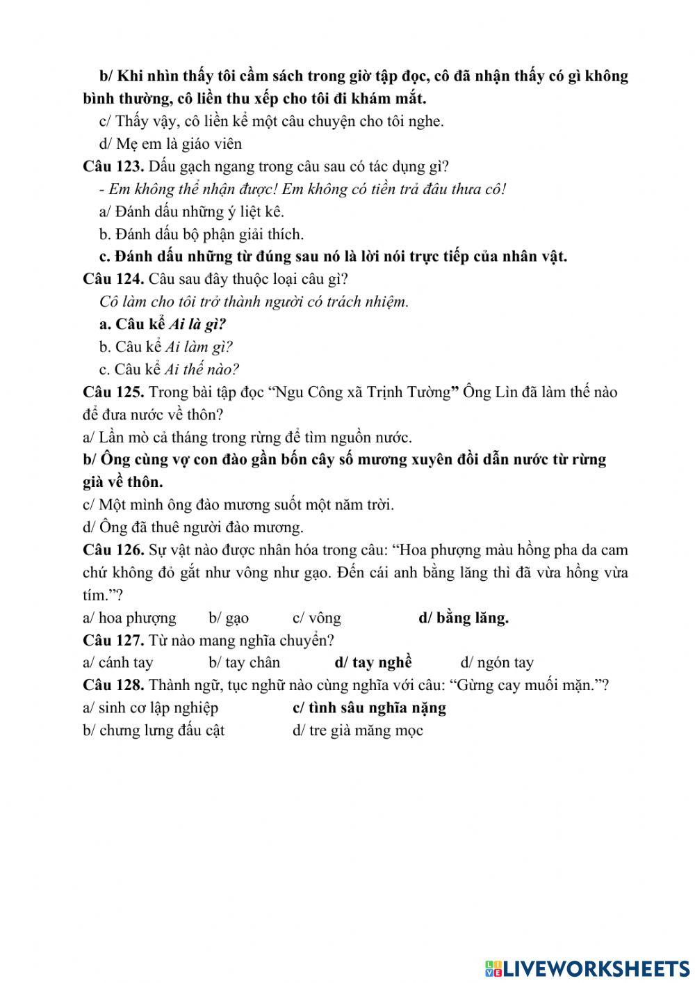 Ôn Tiếng Việt lớp 5 (Đề 4)