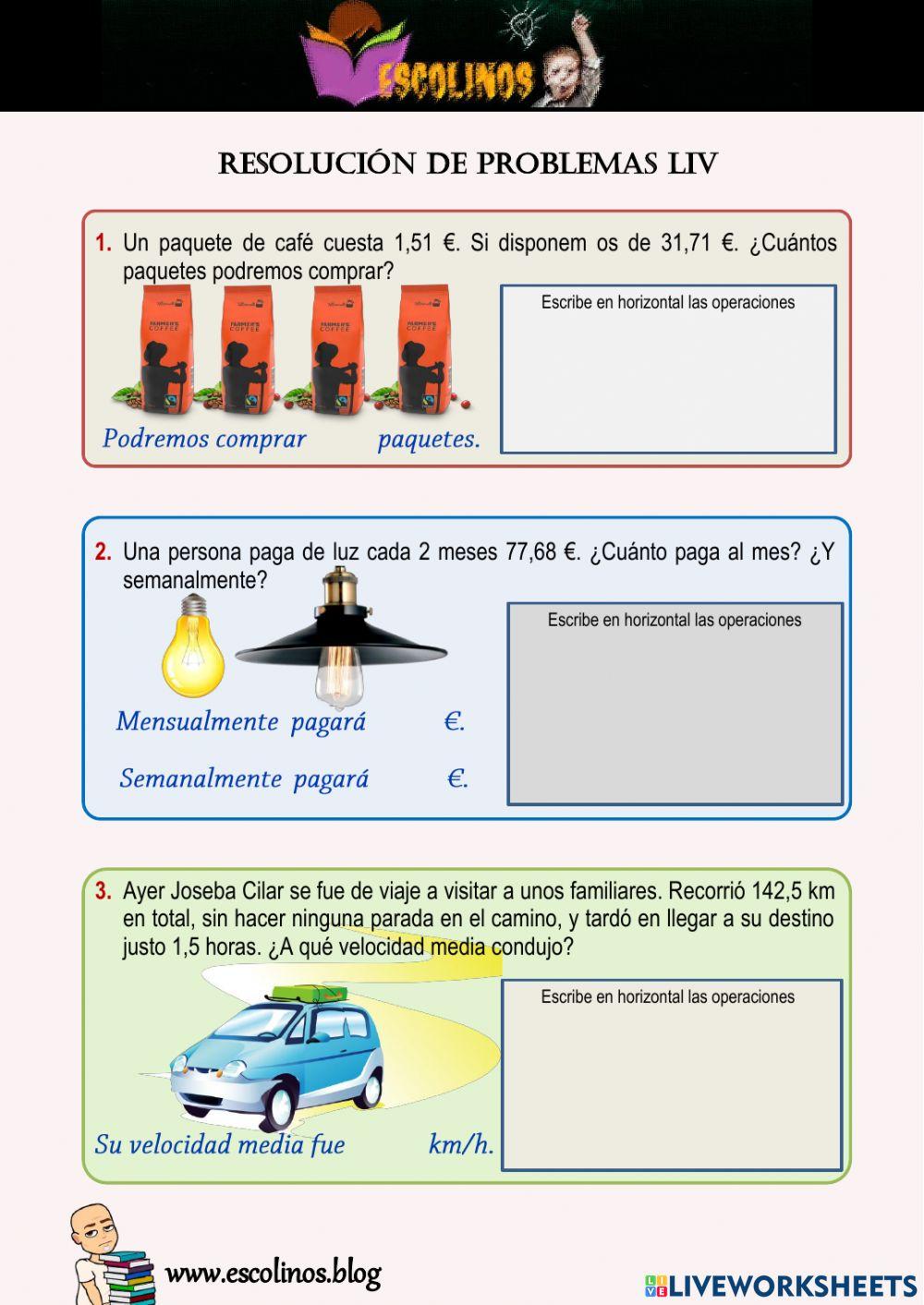 Matemáticas 5º. Resolución de Problemas LIV