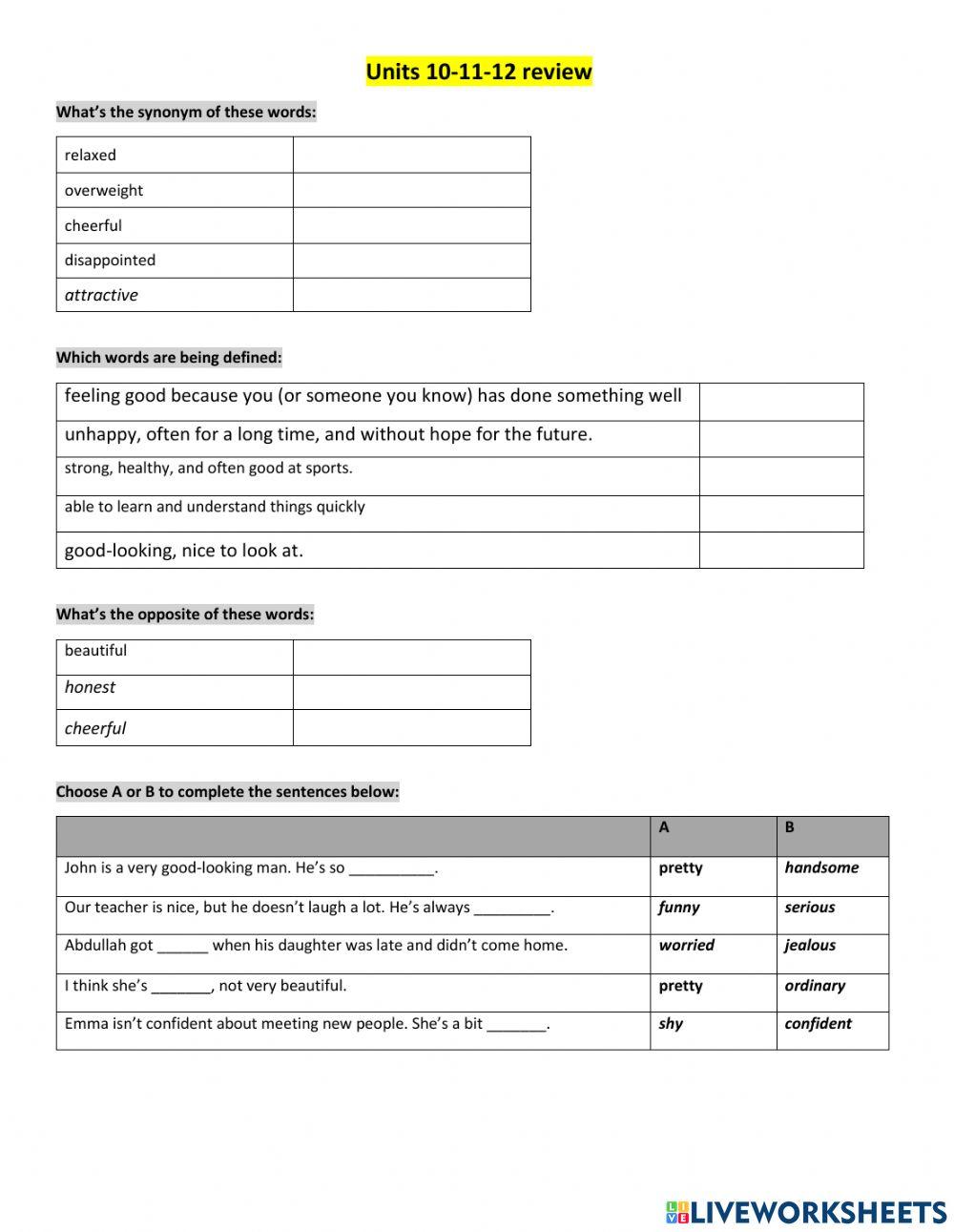 Vocabulary review (1)