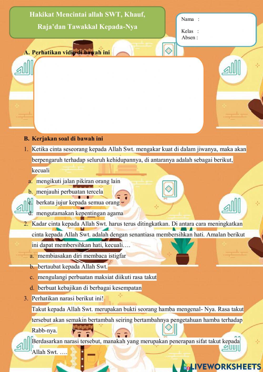 Khauf, Raja', Tawakkal