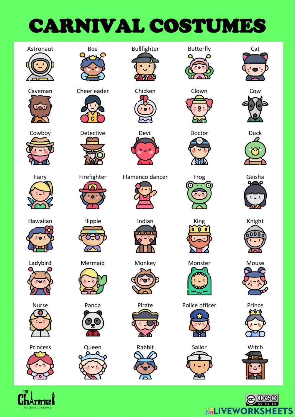 CARNIVAL COSTUMES (40 words)