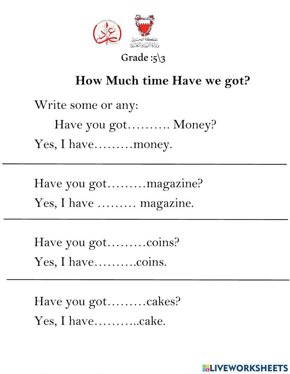 How much time have we got worksheet | Live Worksheets