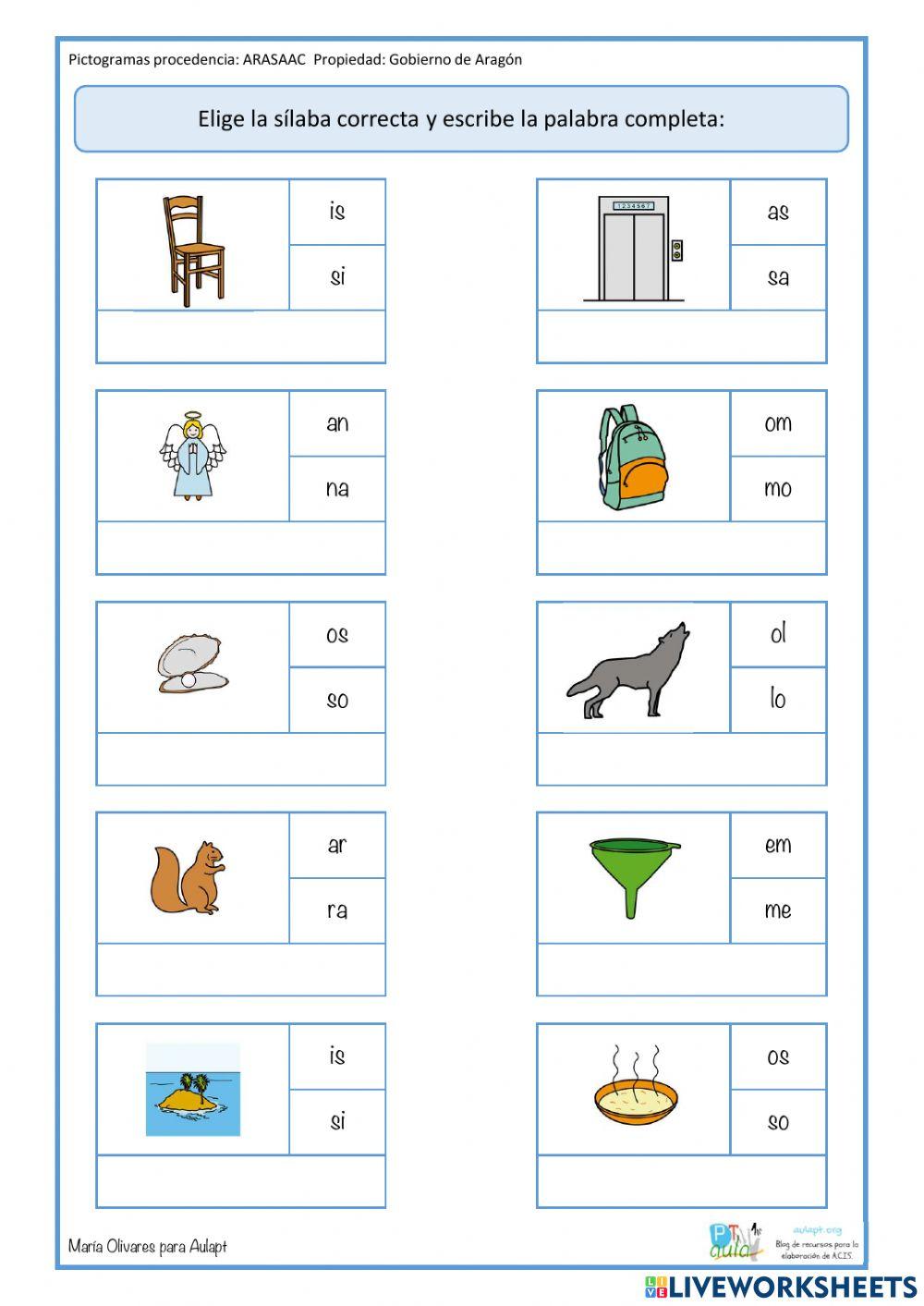 Lectoescritura silaba inicial