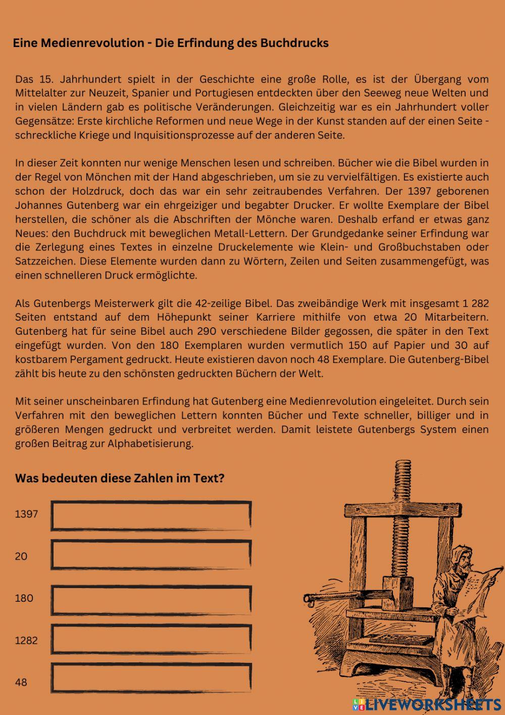 Die Entstehung des Buchdrucks