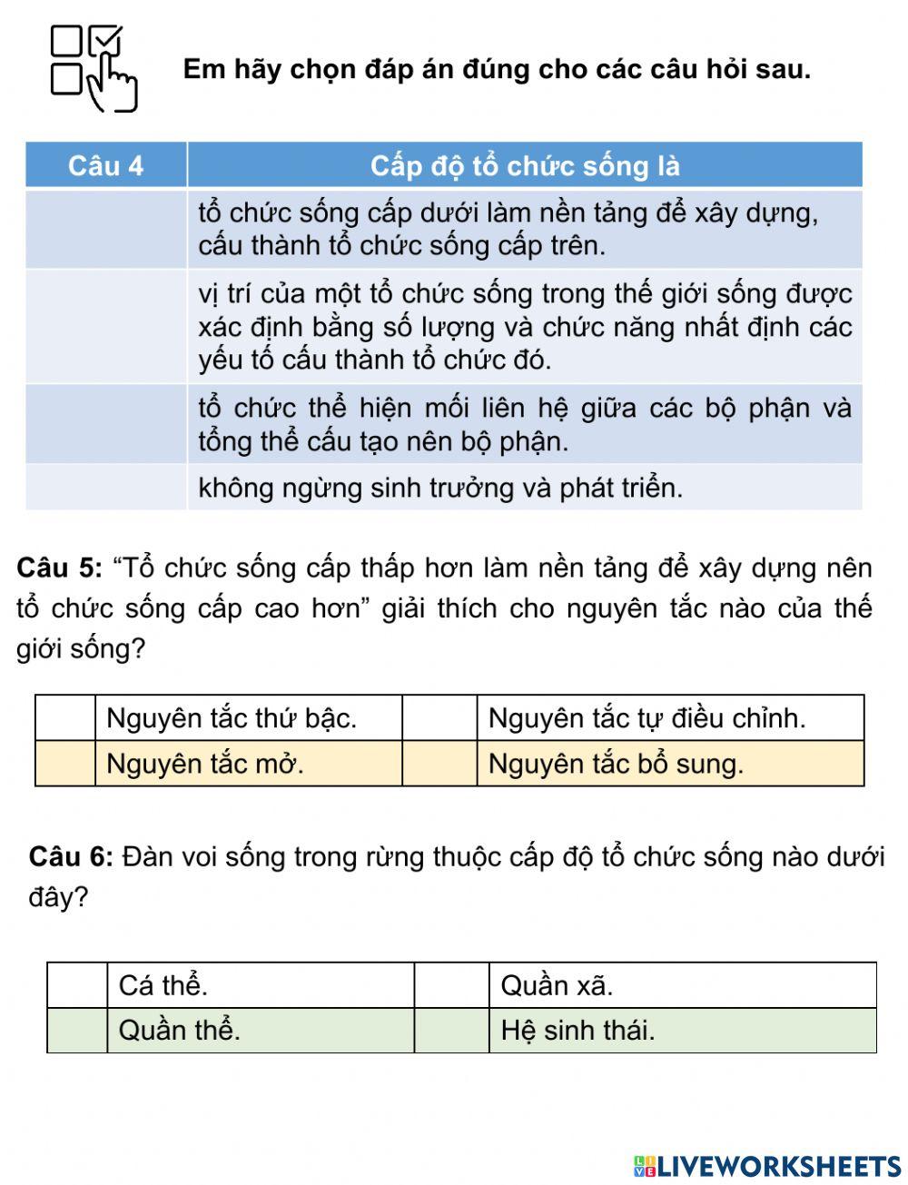 Bài 3: Giới thiệu chung về các cấp độ tổ chức của thế giới sống