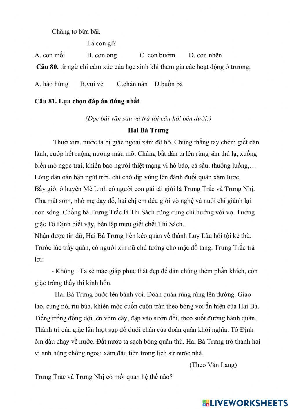 Ôn Tiếng Việt 3 (Đề 3)