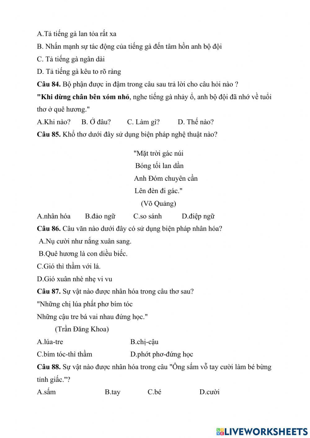 Ôn Tiếng Việt 3 (Đề 3)