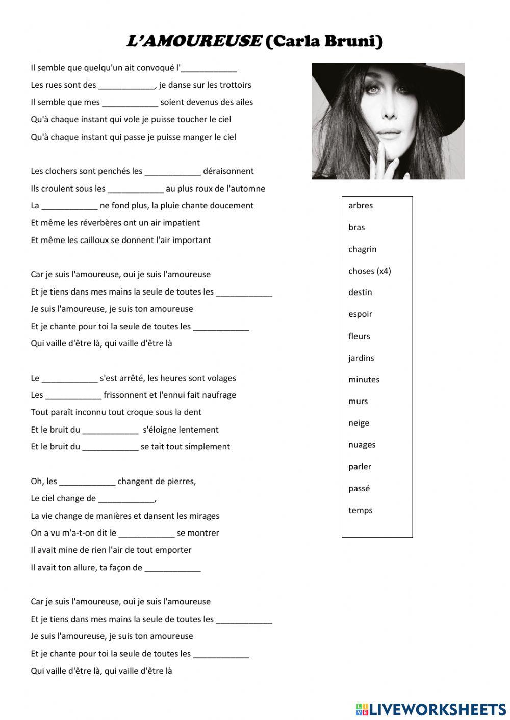 Chanson: -L'amoureuse- (Carla Bruni)