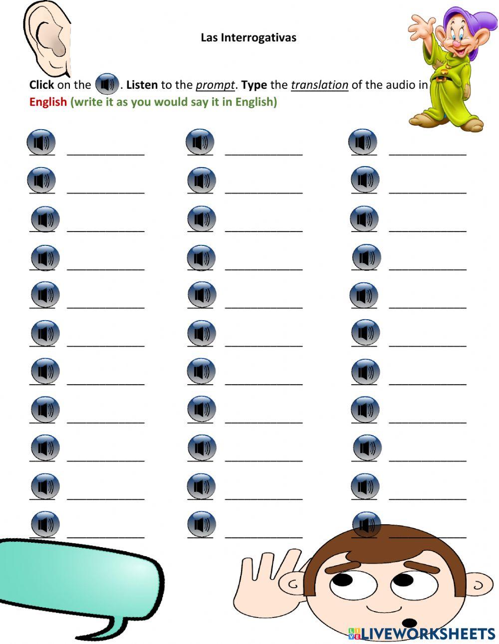 Las Interrogativas-Listening