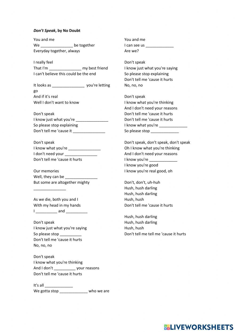 Don't Speak - No Doubt