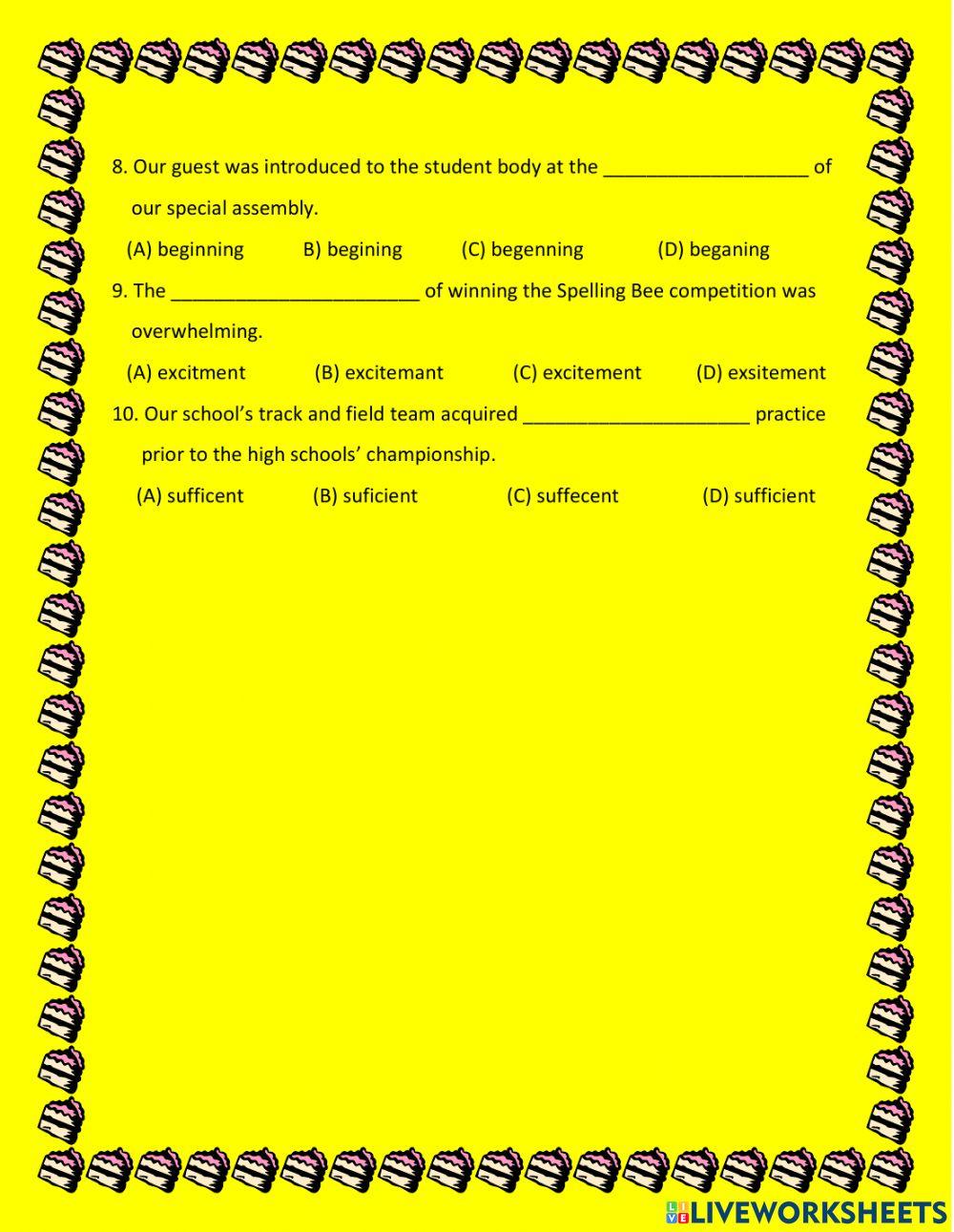 Frequently misspelt words