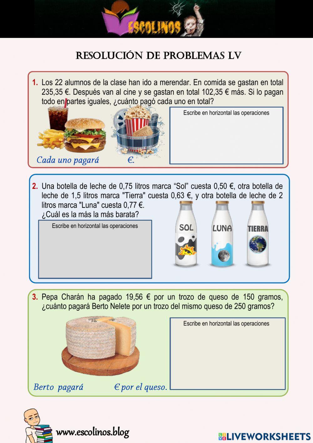 Matemáticas 5º. Resolución de Problemas LV