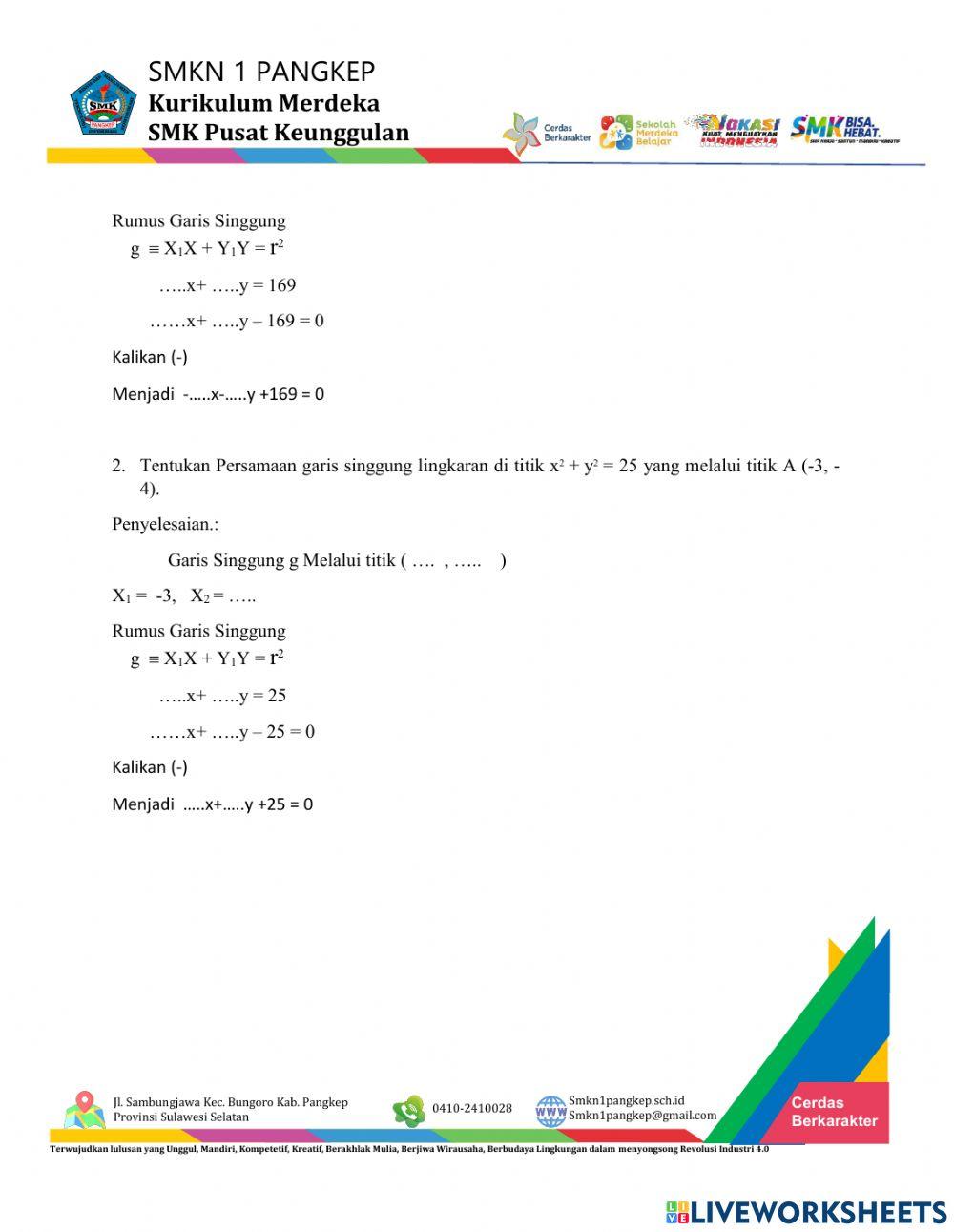 Persamaan Garis SIiggung