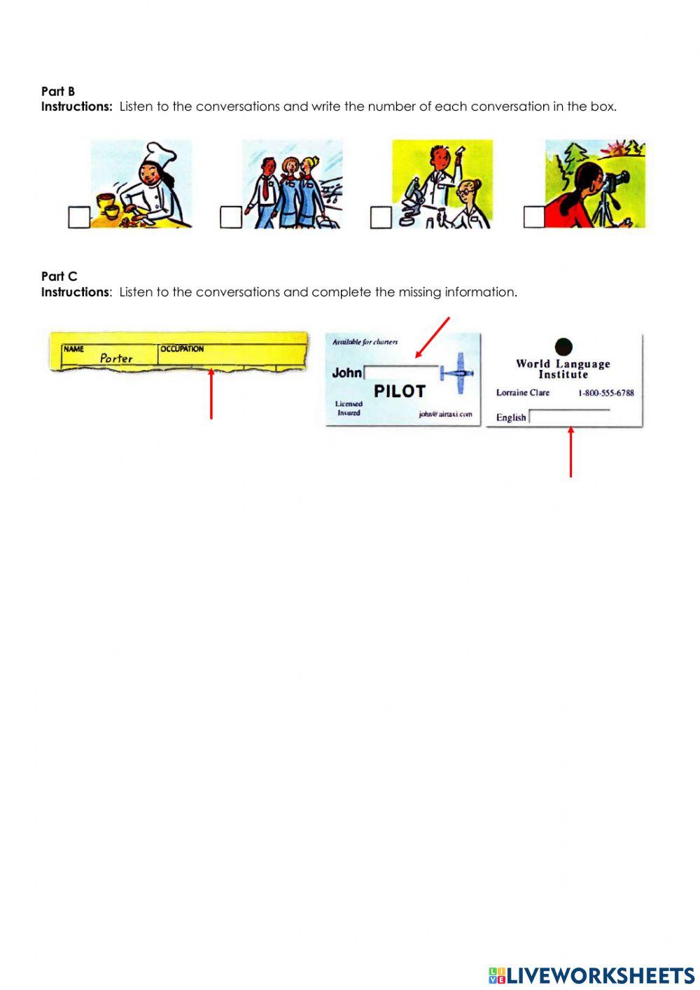 Verb to Be and Occupations-Reading and Listening