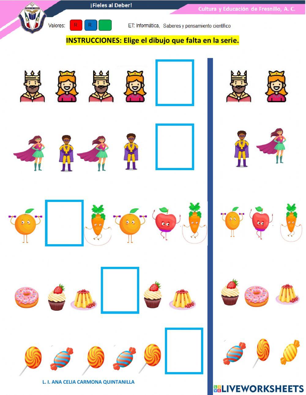 PATRONES 3K online exercise for Live Worksheets PATRONES 3K online exercise for Live Worksheets
