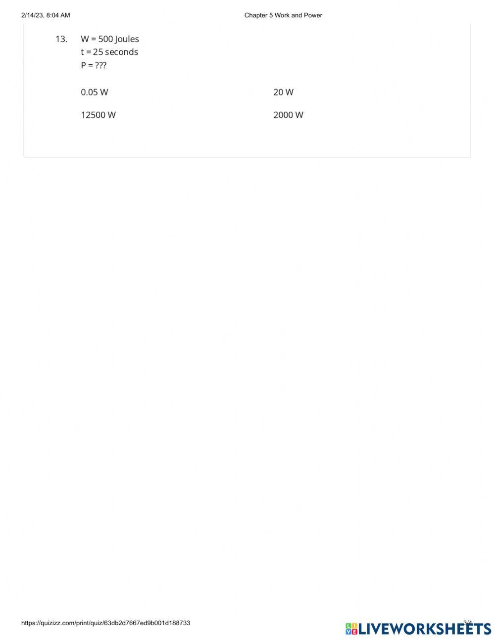 Chapter 5 Work and Power