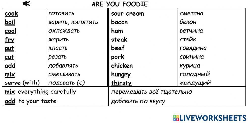Are you a foodie active vocabulary L3