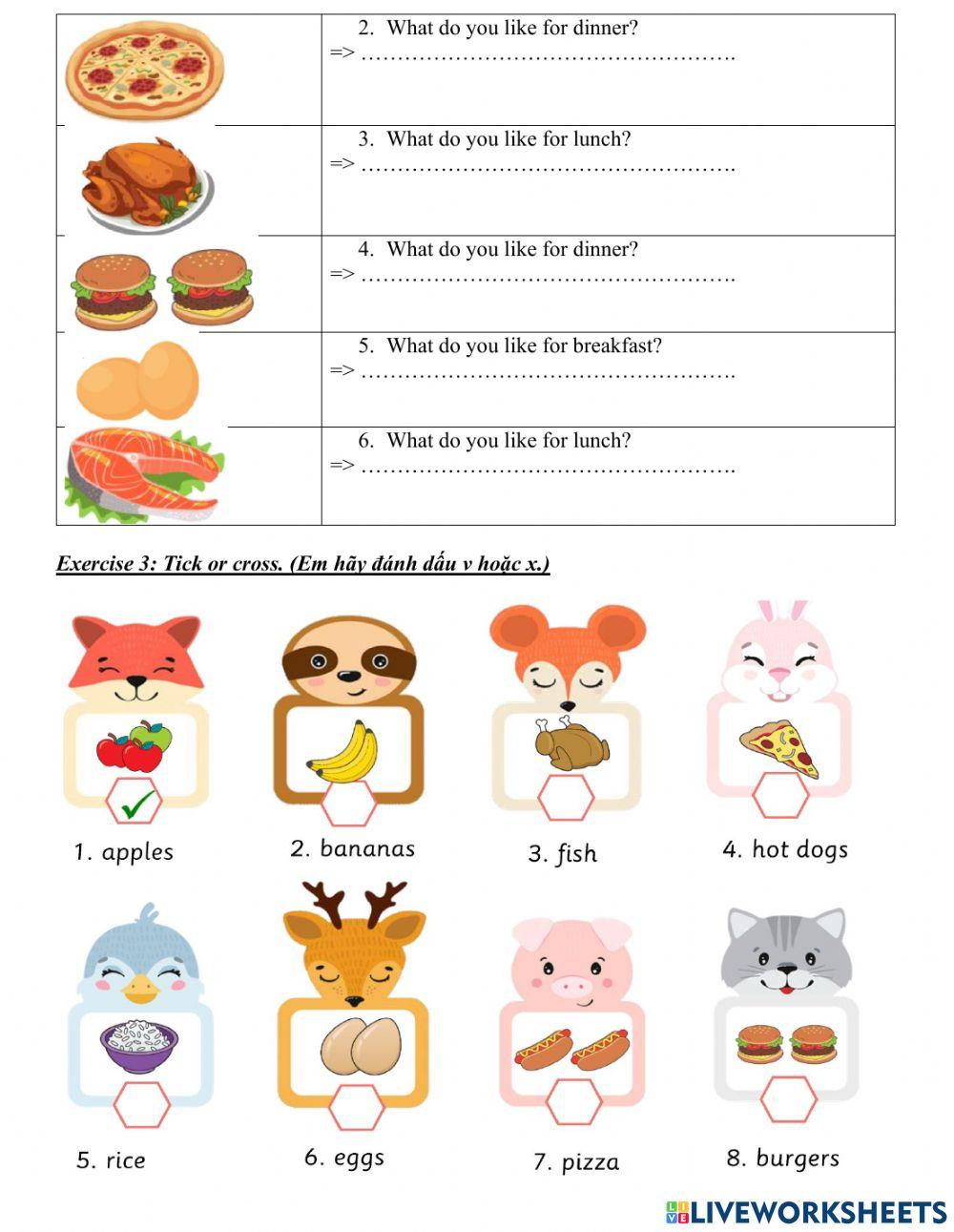 Grade 2-Unit 6 food- W 22