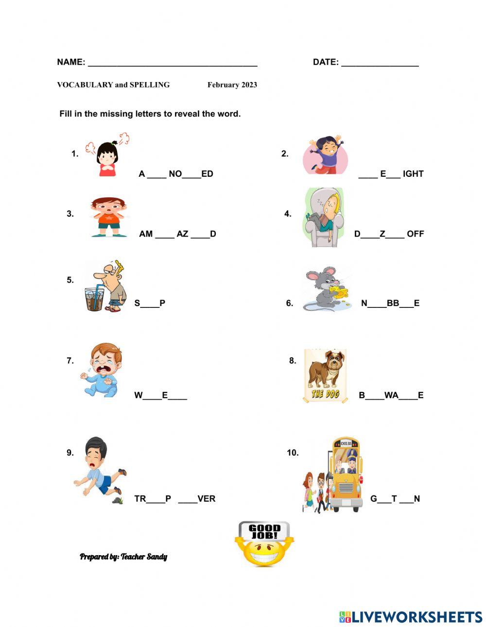 Vocabulary - spelling