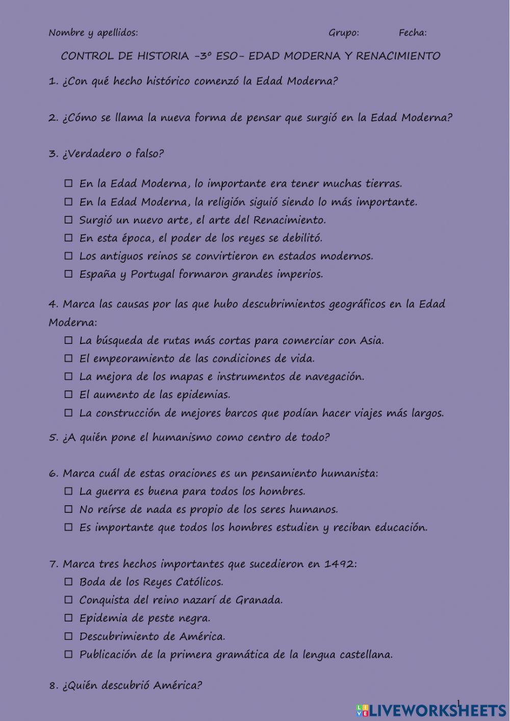 Edad Moderna y Renacimiento