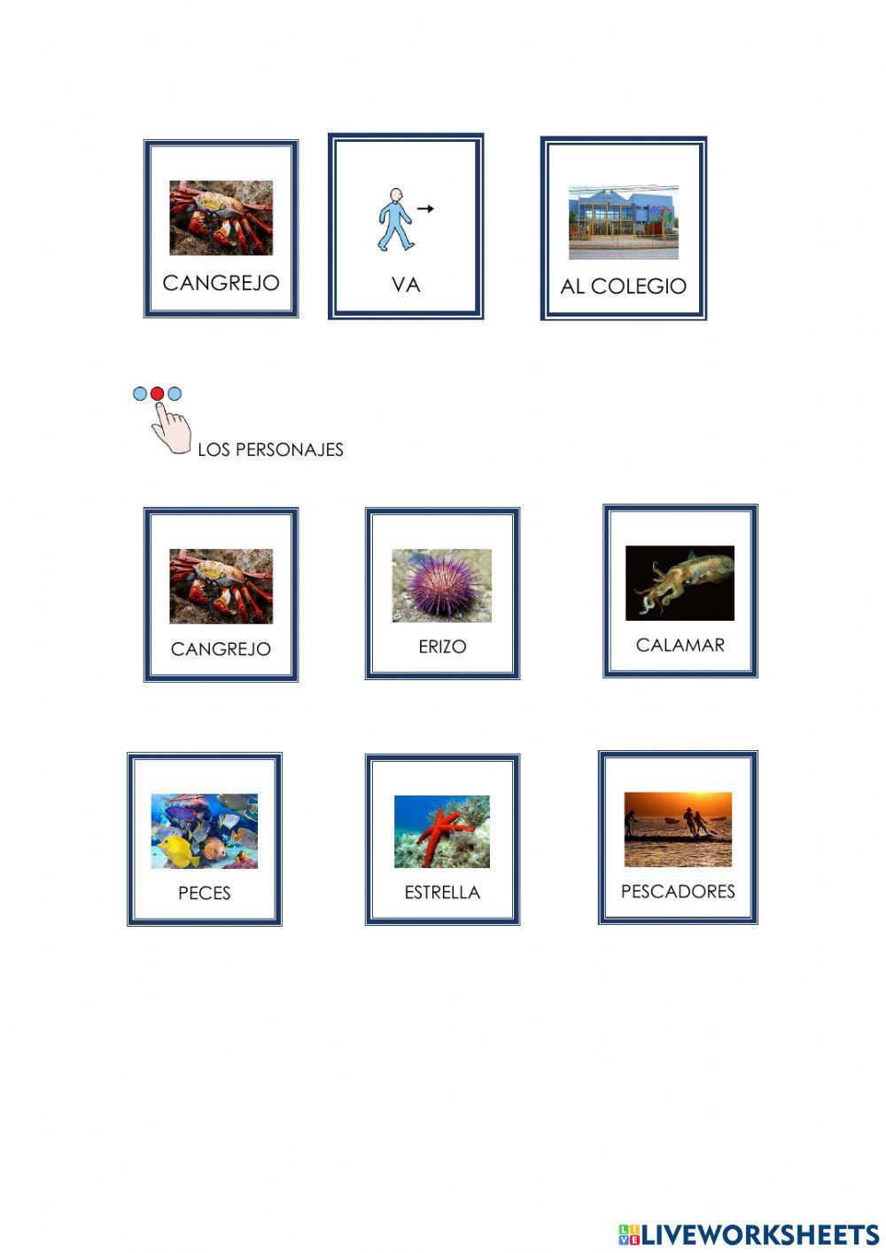 Comprensión cangrejo va al colegio