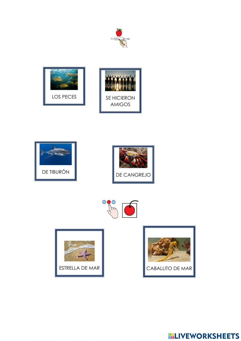 Comprensión cangrejo va al colegio