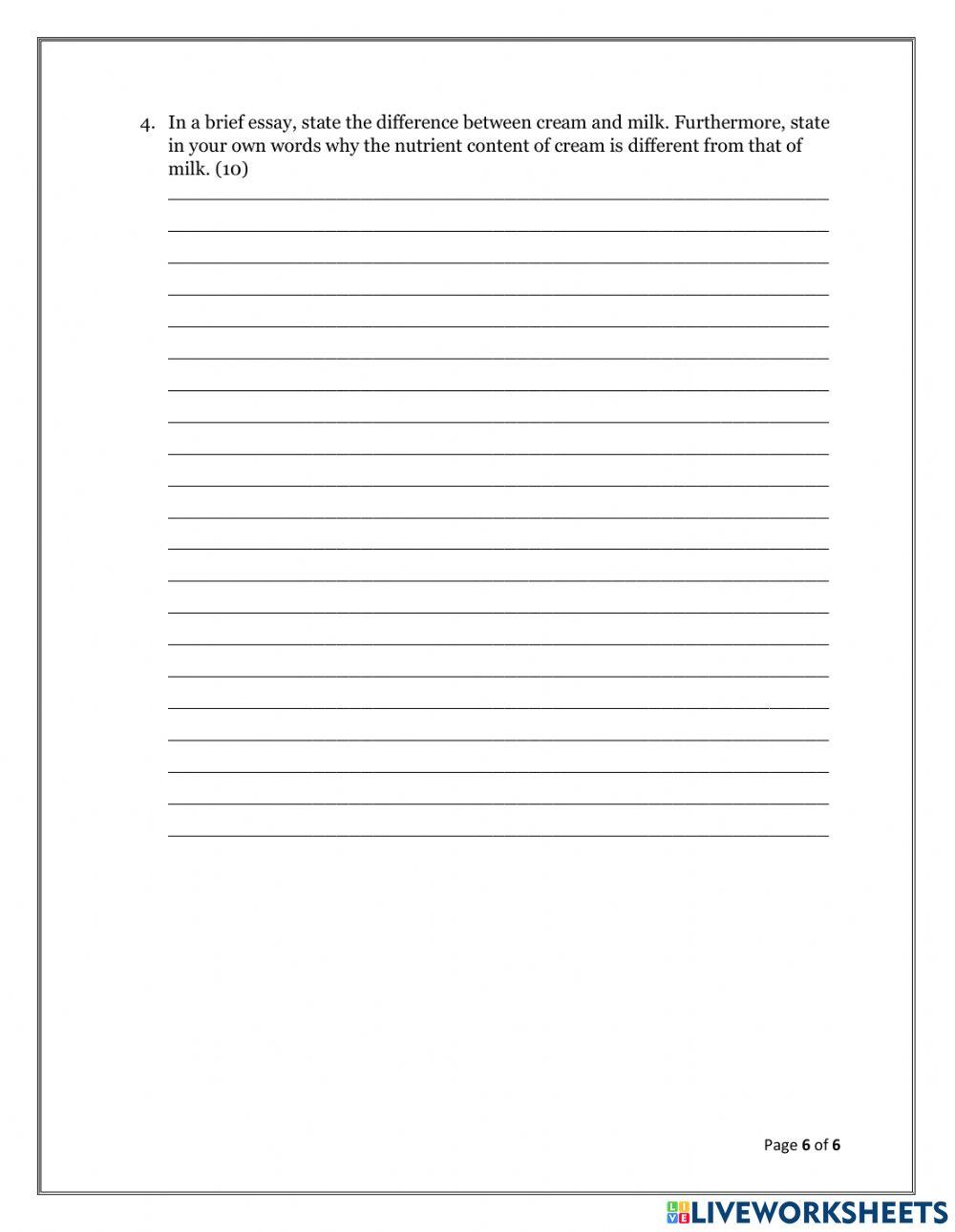 Grade 11 Home Ec Test