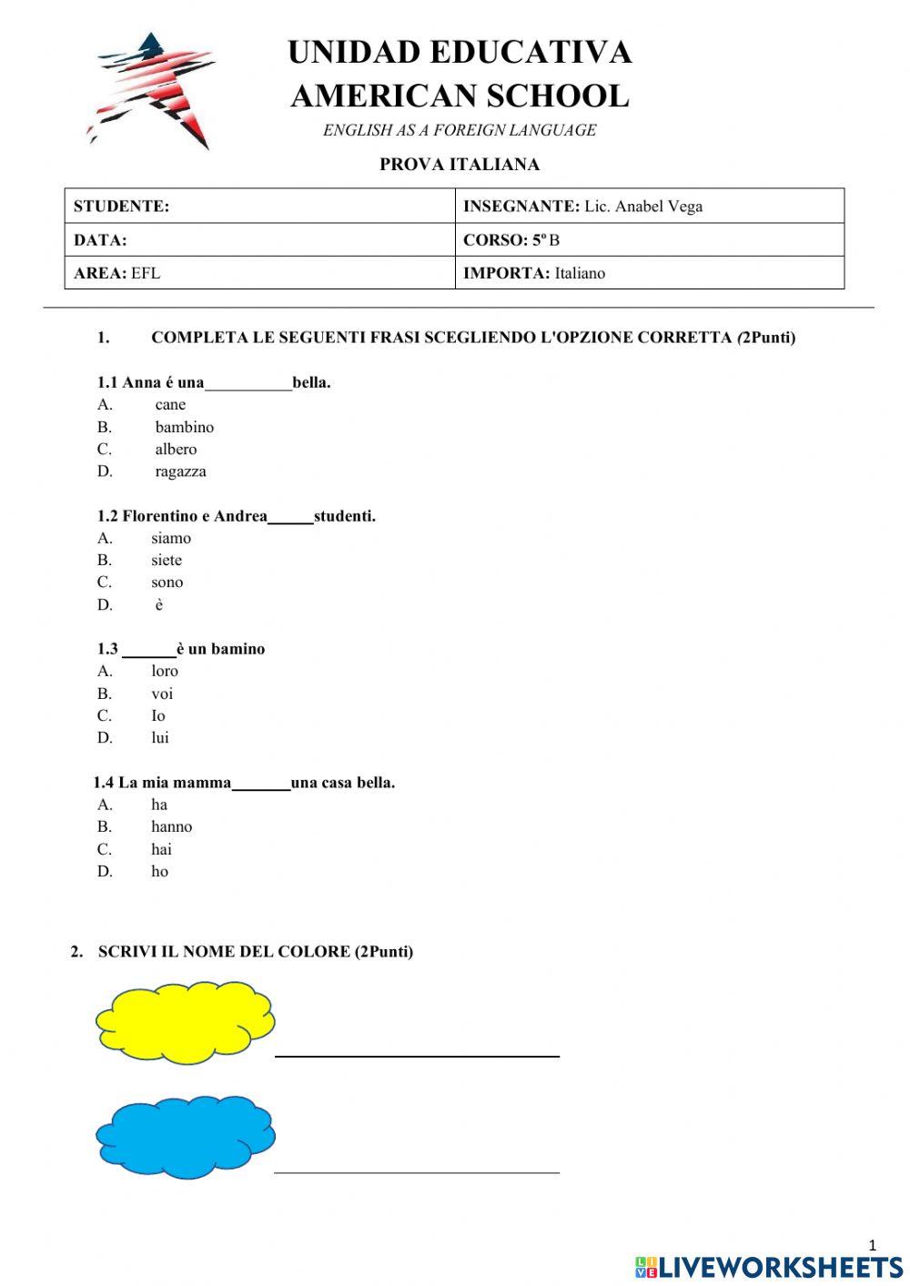 Examen italiano 5to B 