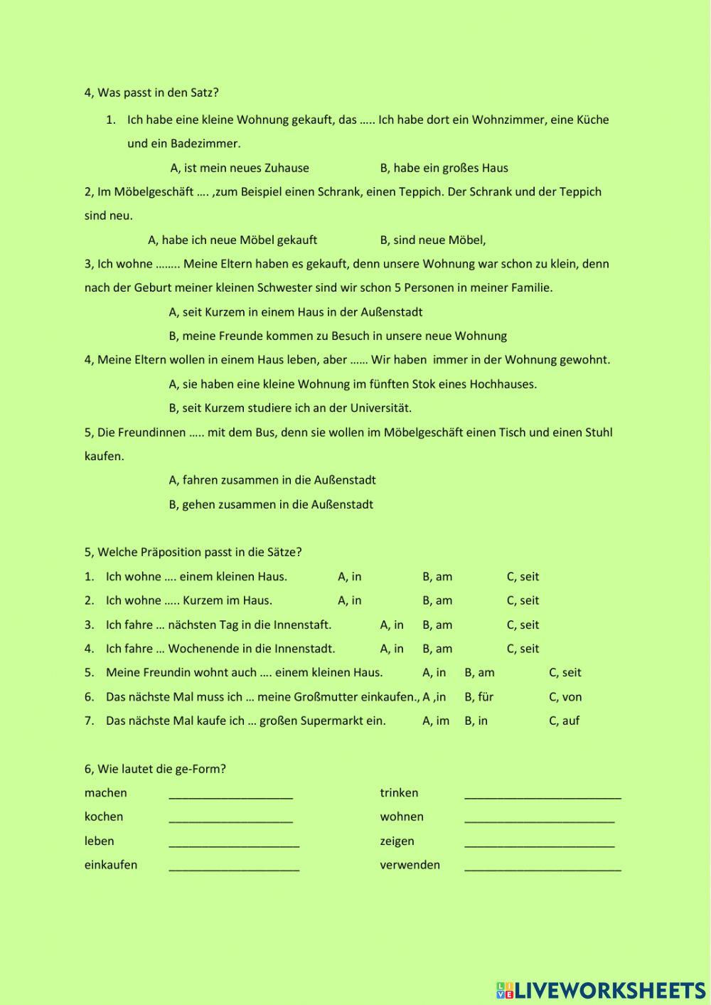 Wiederholung - Ninas Wohnung