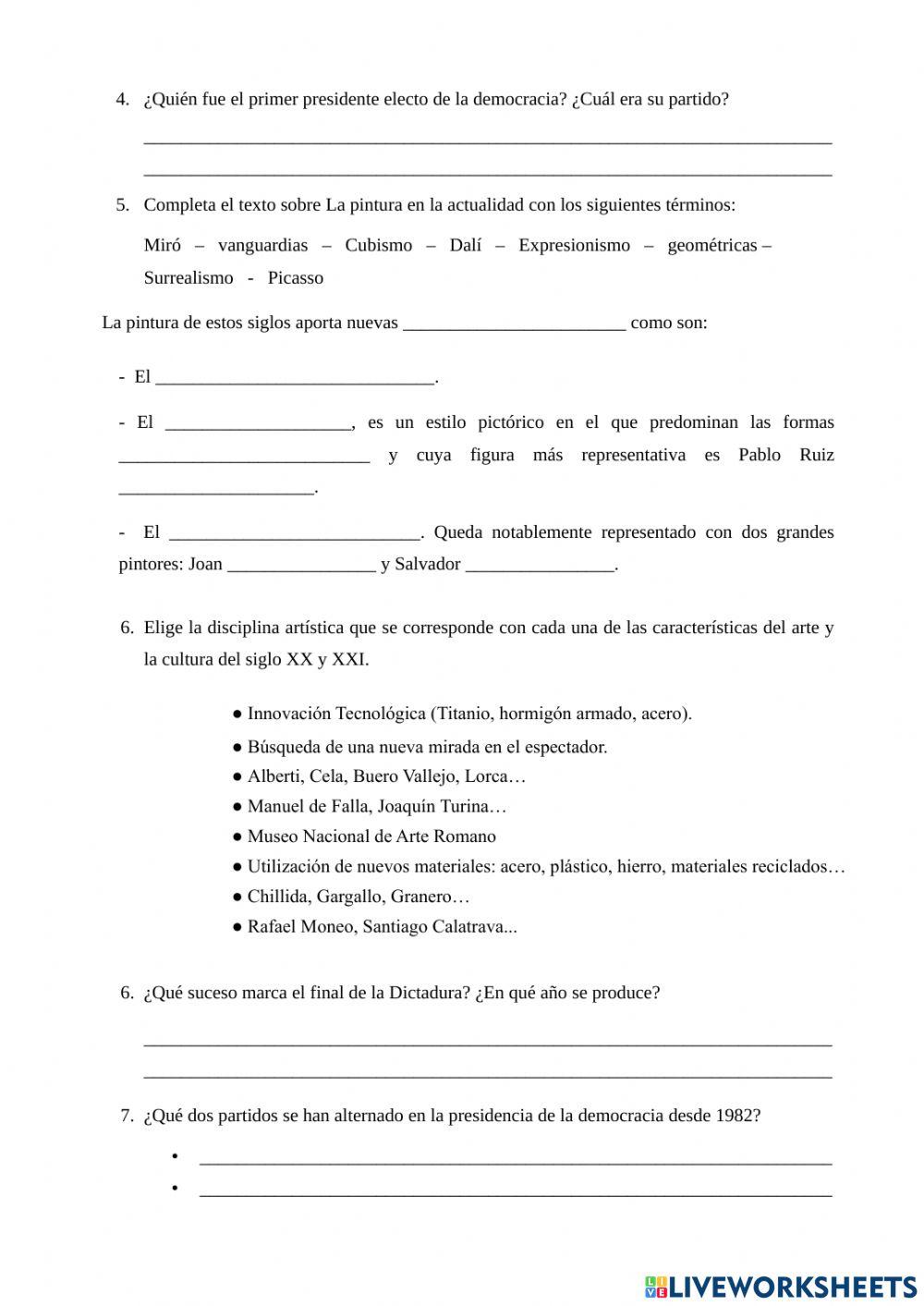Control de la Edad Contemporánea. El siglo XX 2