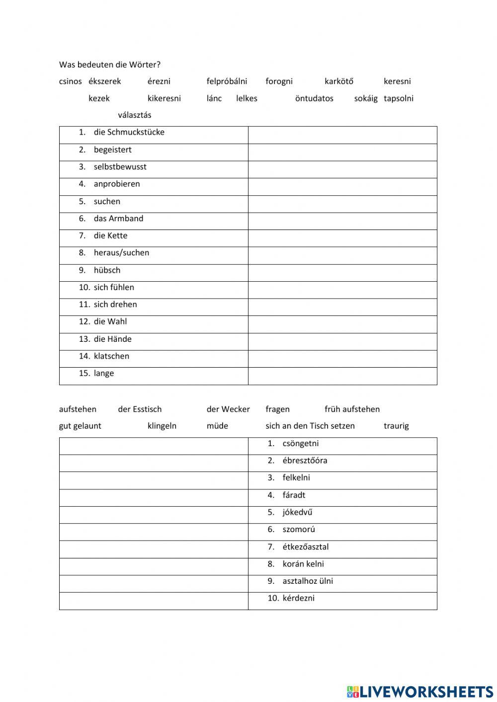 Was anziehen - Deutsch-Ung.