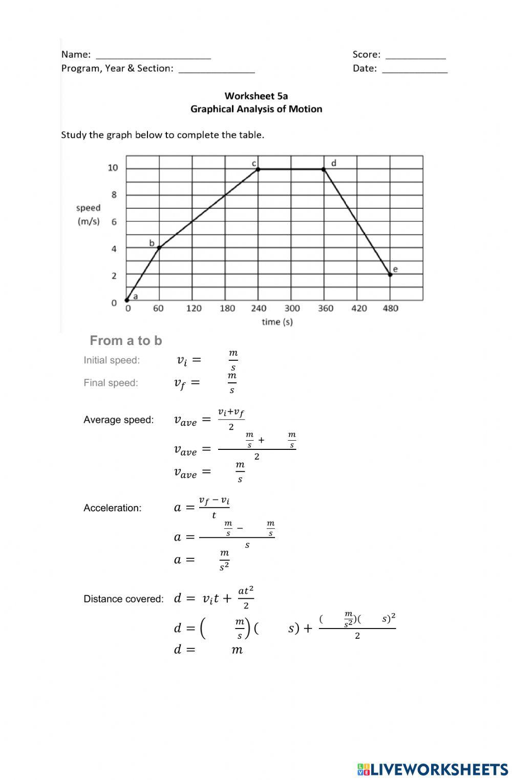Graphical analysis of motion worksheet | Live Worksheets graphical-analysis-of-motion-worksheet-live-worksheets