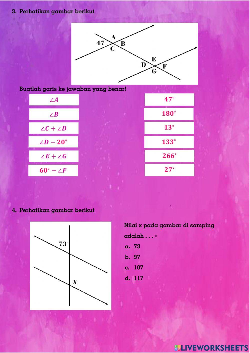 Latihan Soal Garis dan Sudut Kelas 7