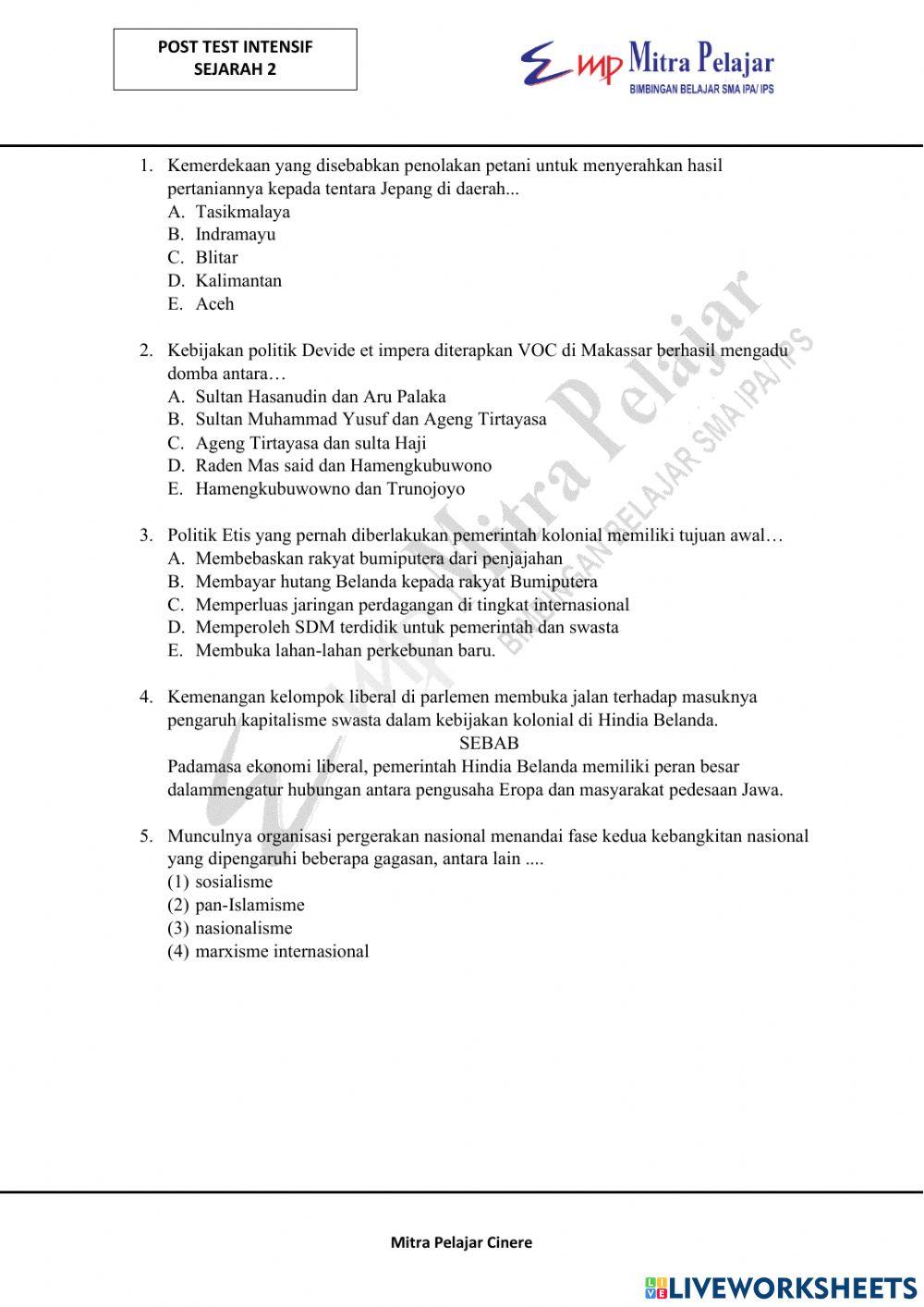 Post test Intensif SEJ 2