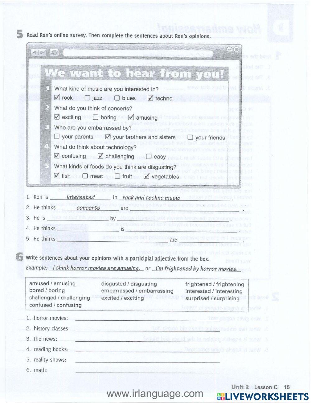 Participle adjectives