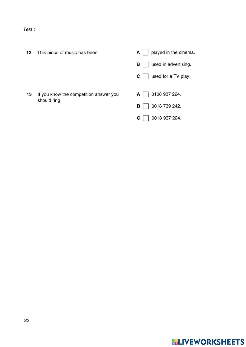 Pet 2- Test 1 - Listening
