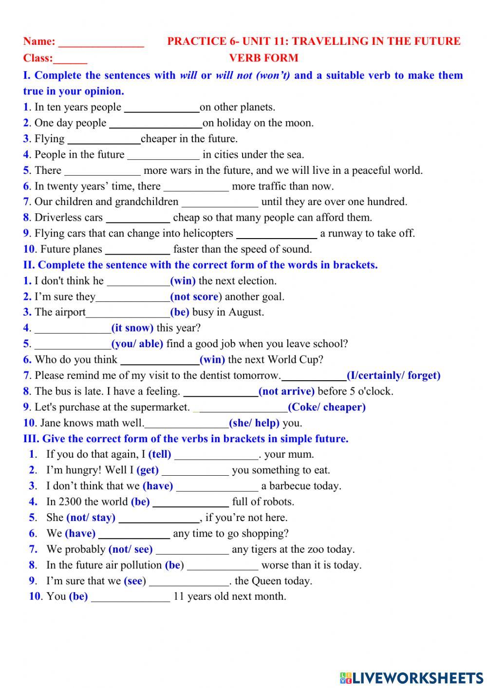 Engish 7 unit 11 verb form