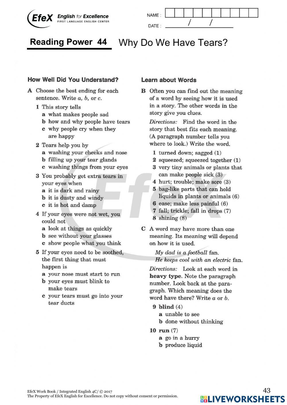 4C RP 44: WHY DO WE HAVE TEARS?