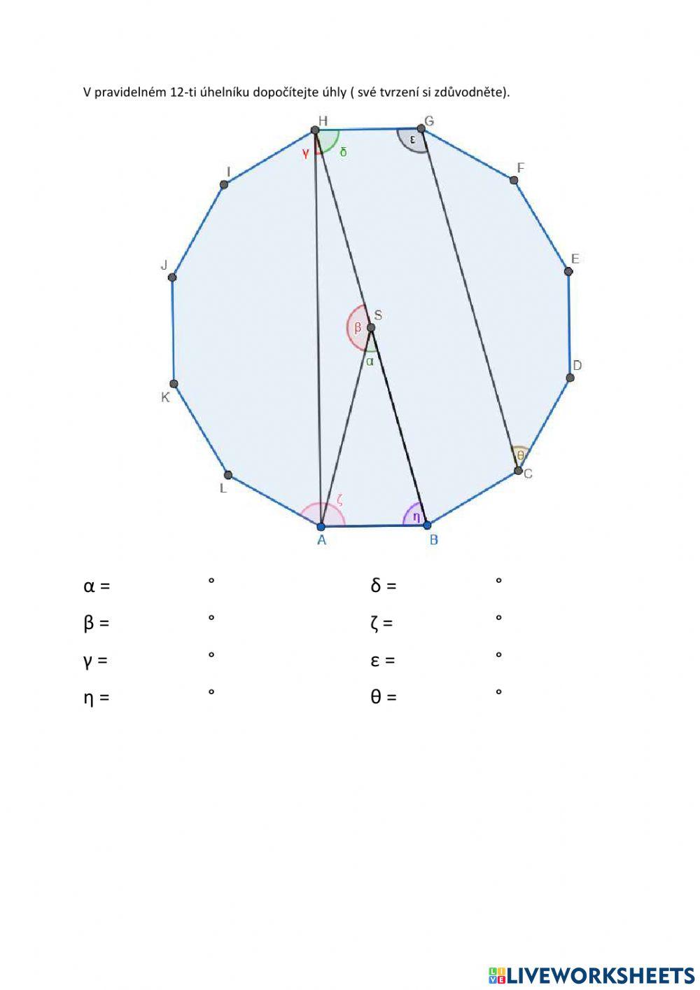 Dopočítávání úhlů - dvojice, trojúhelník