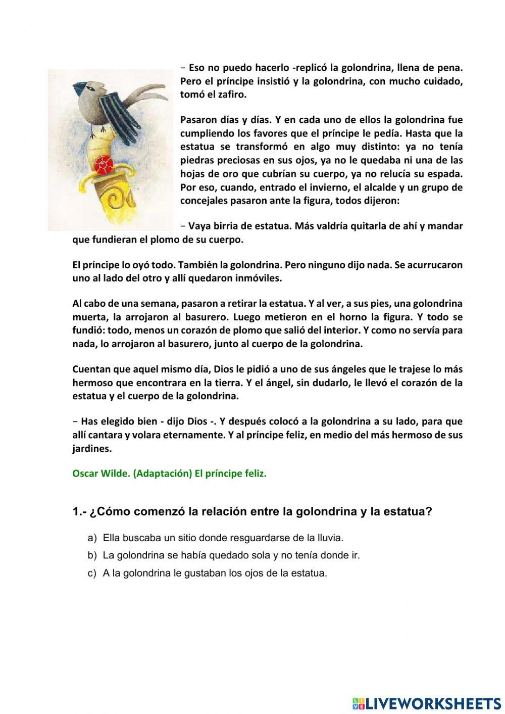 Comprensión lectora: cuento