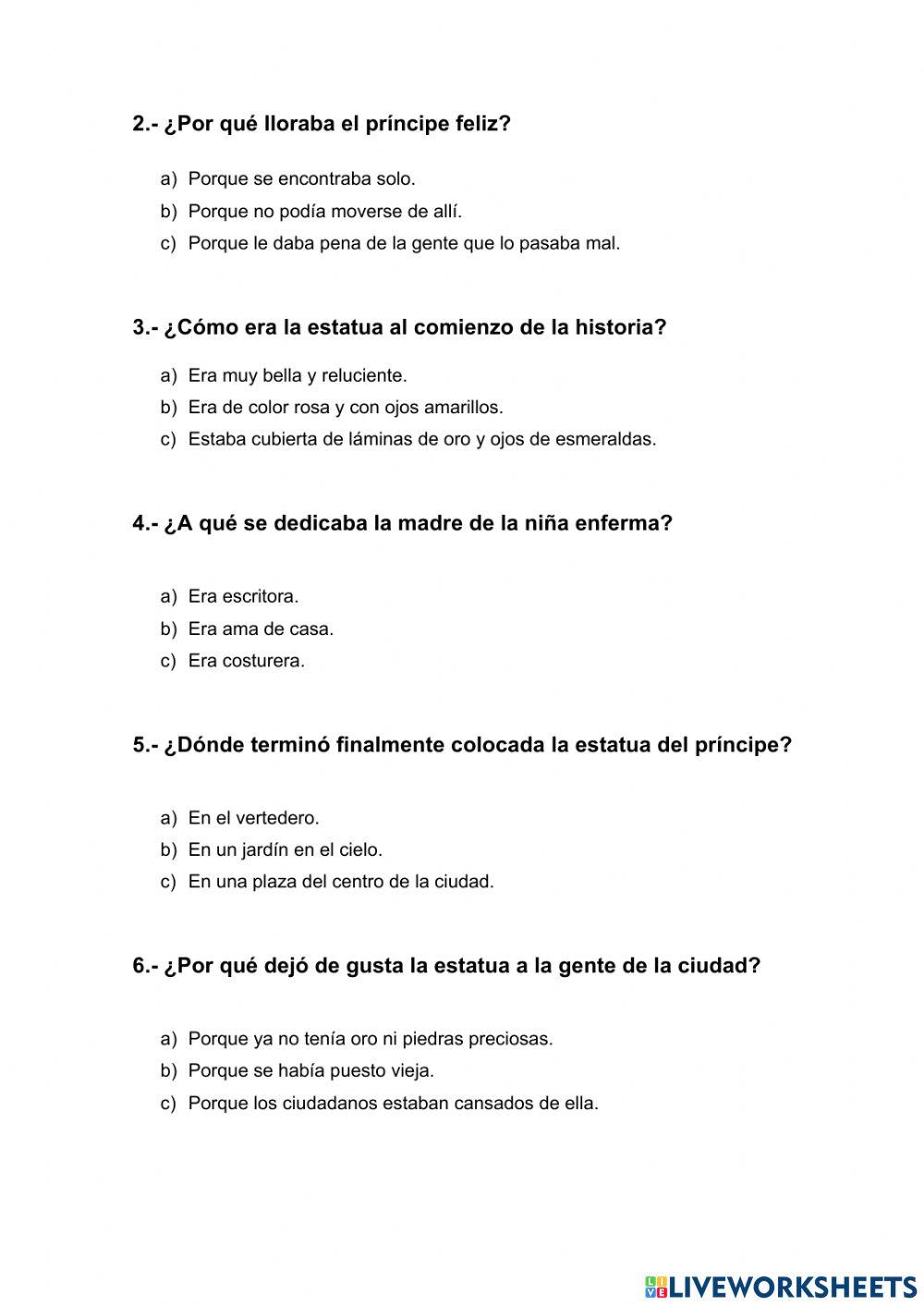 Comprensión lectora: cuento