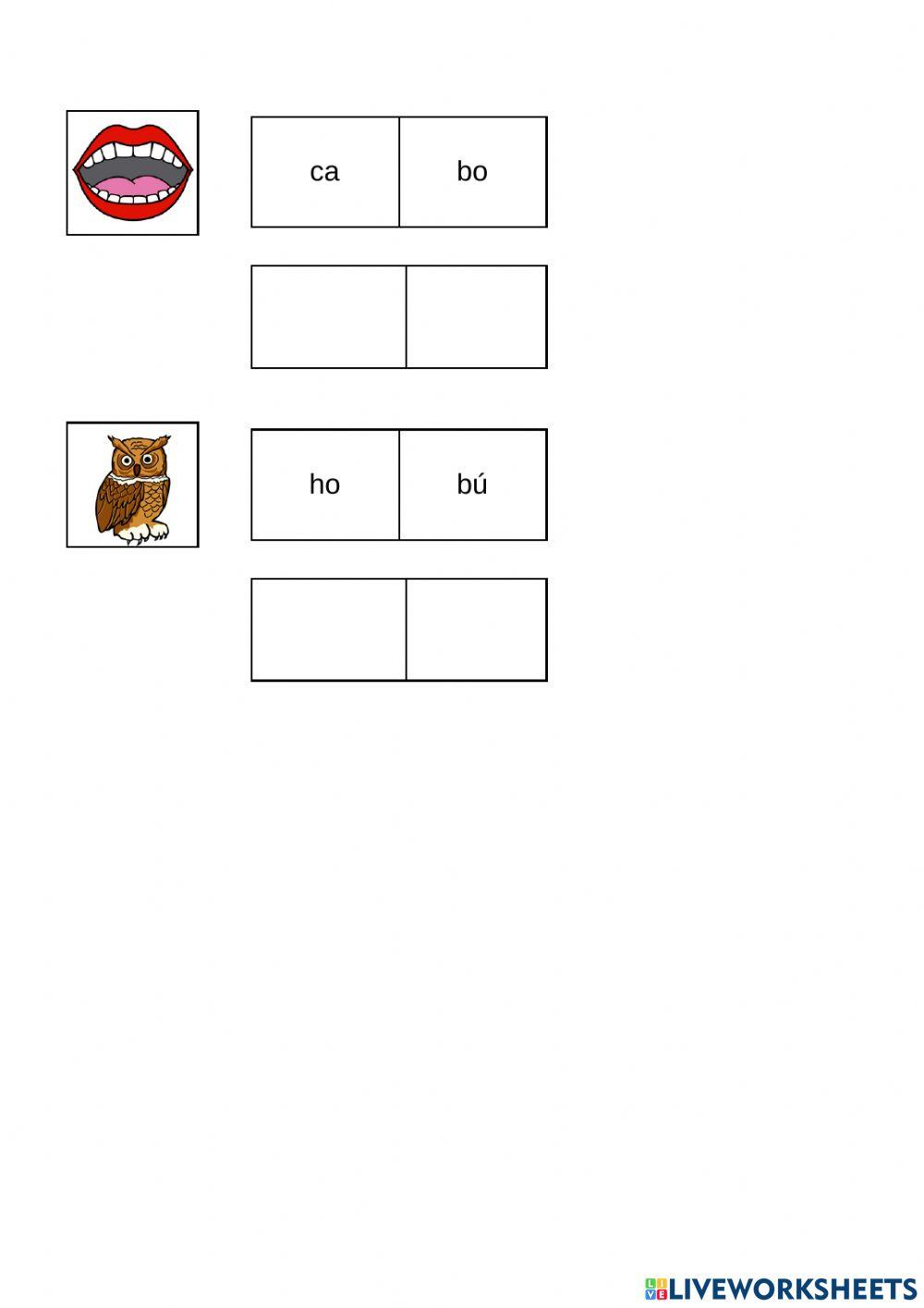 Ordena las sílabas (ba be bi bo bu)