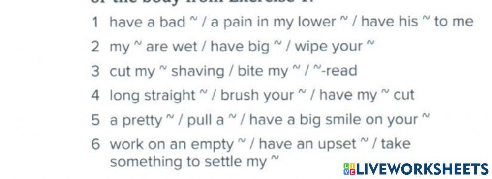 Body parts expressions